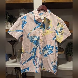 American Eagle Pastel Hawaiian Casual Short Sleeve Button Down Shirt Size Small